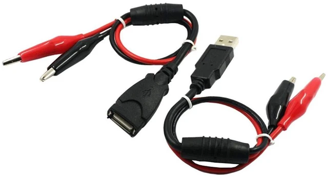 Alt view image 5 of 7 - Alligator Clips to USB Male Test Lead Adapter 18AWG Red Black Wire Maximum 10A Current 12 Inches Alligator Clips USB Test Lead (Pack of 2)