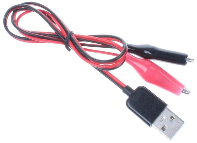 Alt view image 2 of 4 - Alligator Clip to USB Male Test Wire Adapter Red Black Wire Alligator Clip Test Cable Length 3.2 feet (Pack of 2)