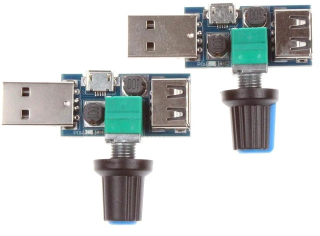 Alt view image 3 of 5 - 5V USB Fan Stepless Speed Controller Regulator with Switch Speed Module DC 4-12V to 2.5-8V 5W Pack of 2