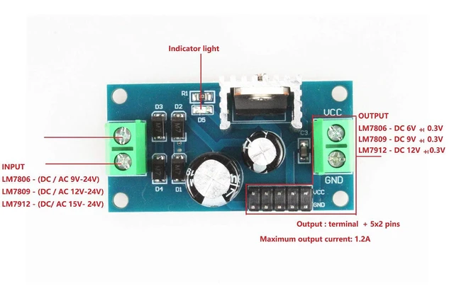 Alt view image 6 of 6 - Three-Terminal Regulator Power Supply Module 1.5A LM7805 5V LM7809 9V LM7812 12V LM7815 15V Regulator Module 3A Rectifier Filter Power Converter (Pack of 2) (DC 09V)