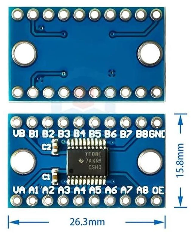 Alt view image 3 of 7 - TXS0108E High Speed Full Duplex 8 Channel Level Conversion Module 3. 3V 5V 8-Bit 8 CH Logic Level Bi-Directional Converter Module (Pack of 10)