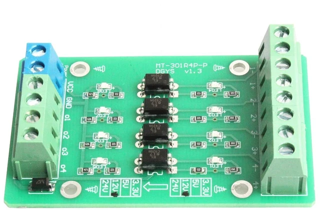 Alt view image 4 of 7 - 4-Channel Optocoupler Photoelectric Isolator Module Level Voltage Converter Module PLC Signal Converter Module PNP NPN to NPN (5V to 12V)