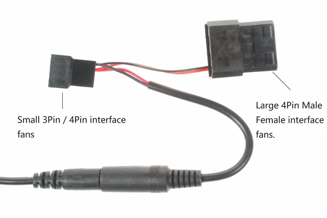 Alt view image 3 of 7 - DC 12V 2A Fan Power Adapter Fan External Power Supply Suitable for D-Port 3-Pin 4-Pin Male Female Connector Cooling Fans