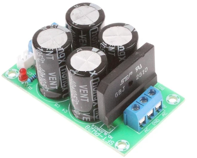 Alt view image 4 of 7 - 25A Dual Power Rectifier Filter Board AC 9-17V DC ± 12-24V Power Amplifier Power Supply Rectifier Board Suitable for LM1875 TDA2030 TDA7294 LM3886 and Other Medium-Low Power Amplifier