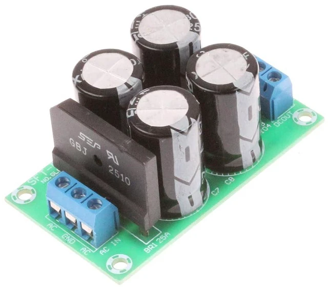 Alt view image 5 of 7 - 25A Dual Power Rectifier Filter Board AC 9-17V DC ± 12-24V Power Amplifier Power Supply Rectifier Board Suitable for LM1875 TDA2030 TDA7294 LM3886 and Other Medium-Low Power Amplifier