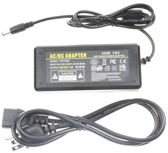 Alt view image 3 of 5 - 15V 3A 45W AC to DC Adapter 120V 100-240V 50 60 Hz to 15V Power Supply Charger Transformer 5.5 x 2.5 2.1mm DC Power Connector