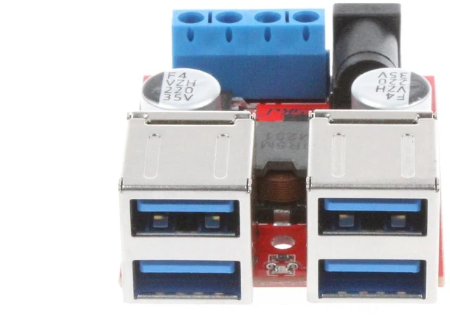 Alt view image 3 of 7 - 8A 4 USB Charger Power Supply Module DC 12V 24V 8-35V Buck to DC 5V 2A 4-Port USB for Car Charger Module 5V Device