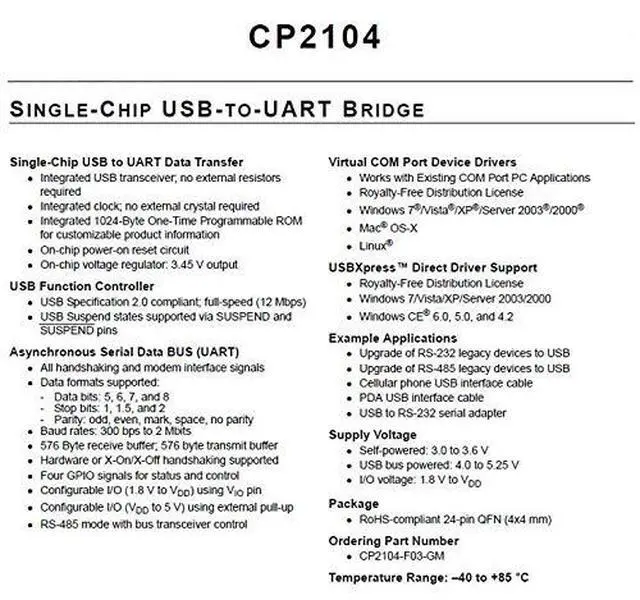 Alt view image 3 of 6 - CP2104 Serial Converter USB 2.0 to TTL UART Serial Adapter Module with Cables (Pack of 2)