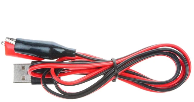 Alt view image 2 of 6 - Alligator Clip to USB Male Test Wire Adapter Red Black Wire Alligator Clip Test Cable 3.2ft (Pack of 2)