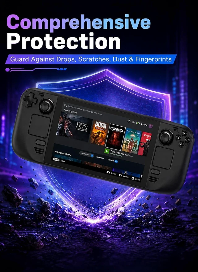 Alt view image 6 of 7 - Steam Deck Case,Steam Deck OLED Case,Kickstand Protective Case for Steam Deck, Steam Deck Accessories that are to Drops, Scratches, dust, and Fingerprints-(Black)
