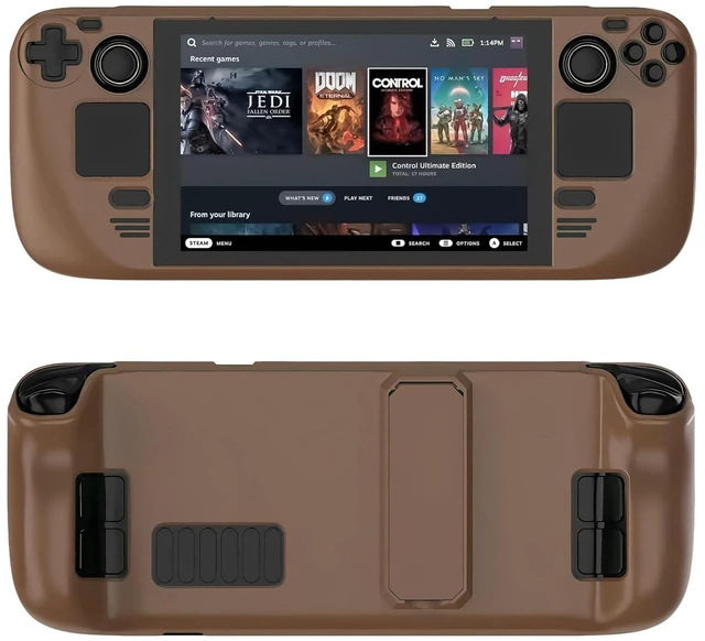 Main image of Steam Deck Case,Steam Deck OLED Case,Kickstand Protective Case for Steam Deck/Steam Deck OLED, Steam Deck Accessories That are to Drops, Scratches, dust, and Fingerprints-(Brown)