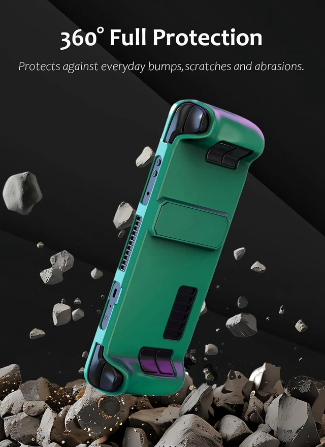Alt view image 2 of 7 - Steam Deck Case - OLED Case with Kickstand, Drop, Scratch & Dust - Blue