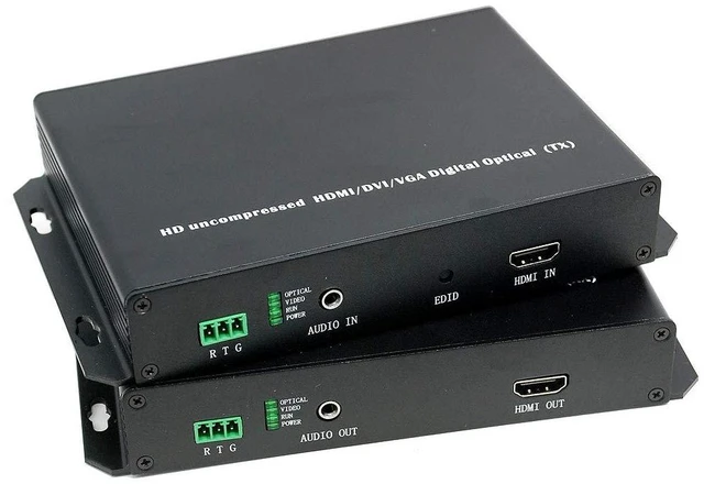 Main image of Single-Mode Multimode HD HDMI Extender Transmitter Receiver with Analog Audio No Compression 1080P Support RS232/HDCP