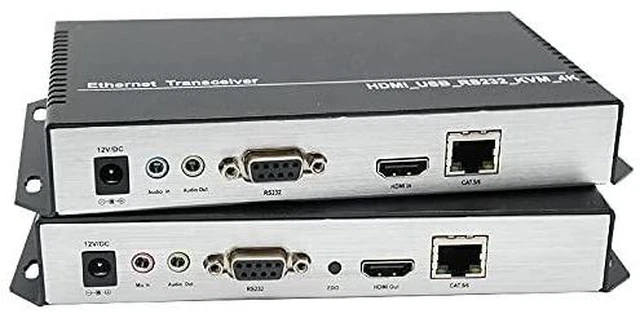 Main image of 4K*2K HDMI KVM transceiver Extender Over 120 Cat5/6 Cable with RA232/USB/EDID/Mic/Audio for Monitoring/Security