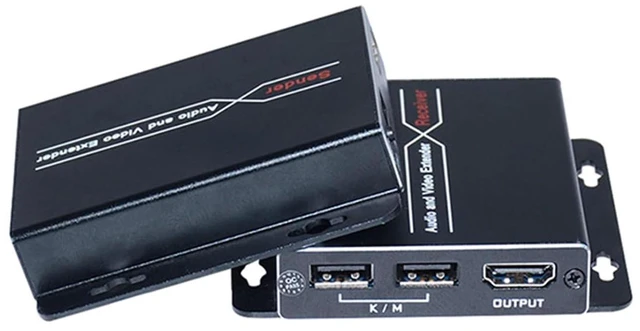 Main image of FHD Uncompressed 1080P@60 3D HDMI Extender, KVM Extender, 196FT/60M Over Cat6/6a/7, Point to Point Transmission, Support EDID POC, Keyboard Mouse Remote Control, Network Video Extender