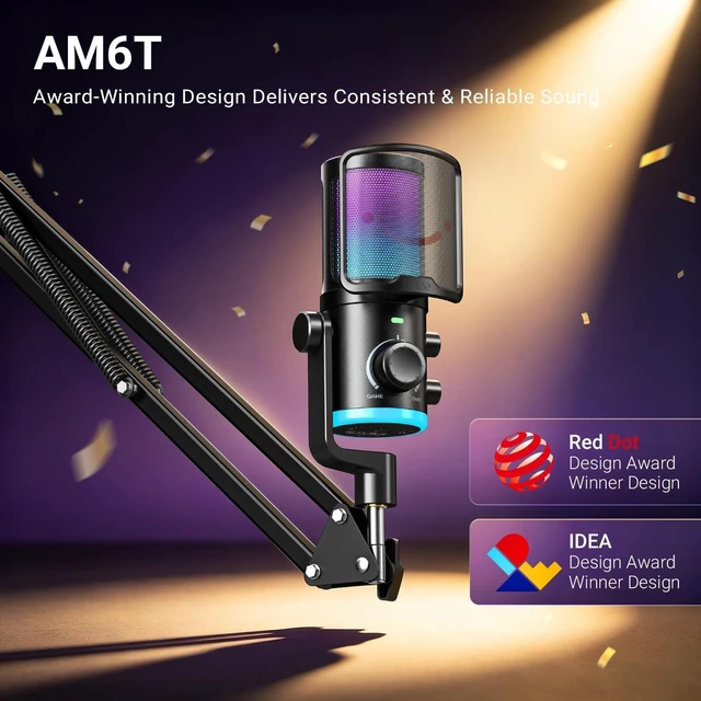 Alt view image 2 of 7 - AM6T Gaming USB Condenser Mic for PC