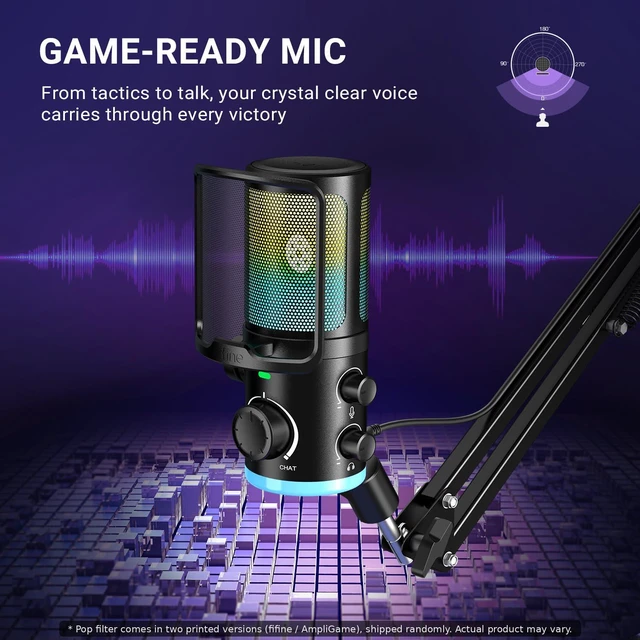 Alt view image 4 of 7 - AM6T Gaming USB Condenser Mic for PC