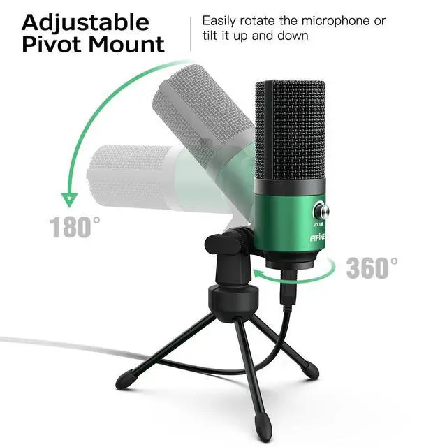 Alt view image 3 of 7 - K669 Green USB Condenser Microphone for Recording, Video Conference
