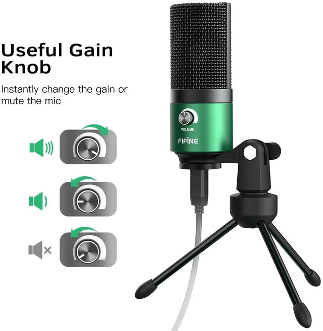 Alt view image 2 of 7 - K669 Green USB Condenser Microphone for Recording, Video Conference