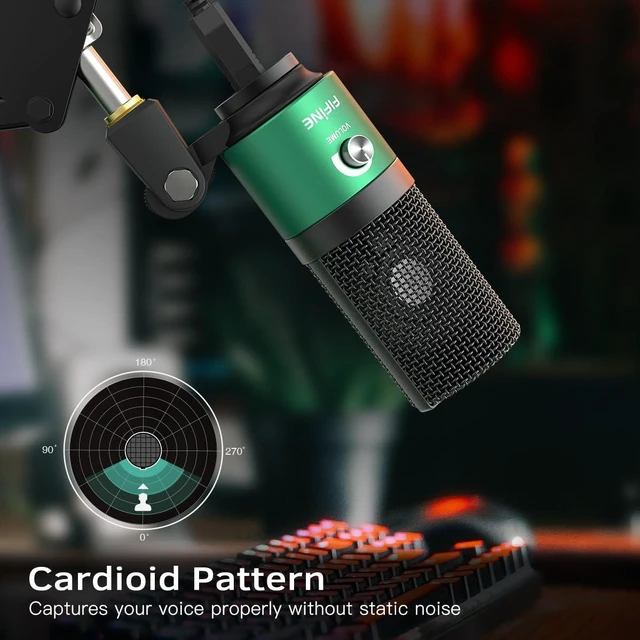 Alt view image 6 of 7 - K669 Green USB Condenser Microphone for Recording, Video Conference