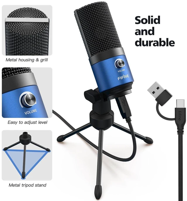 Alt view image 4 of 7 - K669 Blue USB Computer Microphone for Recording Voice Over
