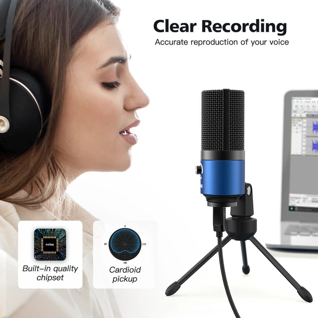 Alt view image 5 of 7 - K669 Blue USB Computer Microphone for Recording Voice Over
