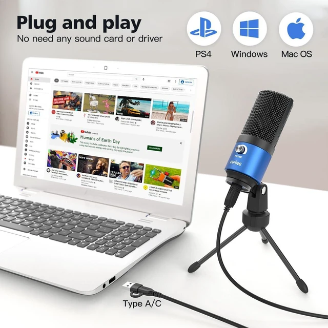 Alt view image 6 of 7 - K669 Blue USB Computer Microphone for Recording Voice Over