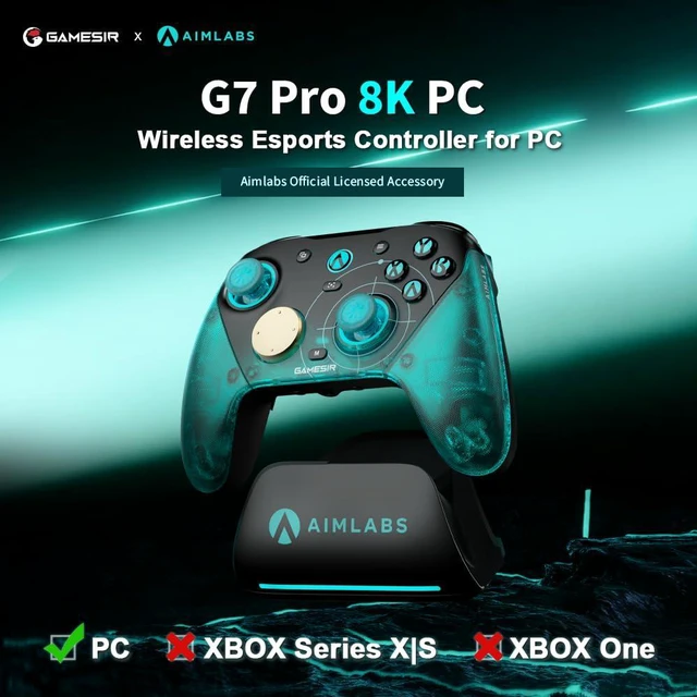 Alt view image 2 of 7 - G7 Pro 8K PC Wireless Controller, Aimlabs Edition 8000Hz Polling Rate Wired & 2.4G, TMR Joysticks Anti-Stick Drift, Hall Effect Analog Triggers, Esports Gamepad for Windows PC with 3.5mm Audio