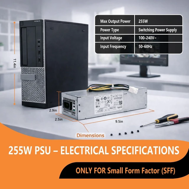 Alt view image 5 of 7 - 255W Power Supply for OptiPlex 3020 7020 9020 T1700 SFF