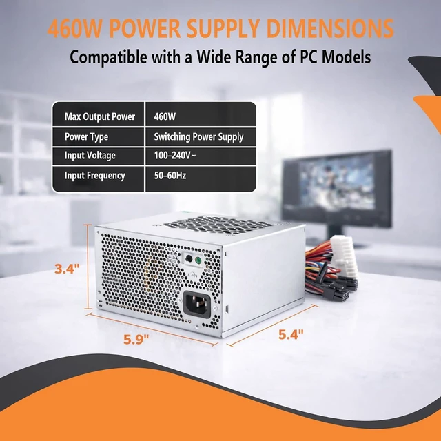 Alt view image 6 of 7 - 460W D460AM-03 Power Supply for XPS 8900 8910 8920 8930