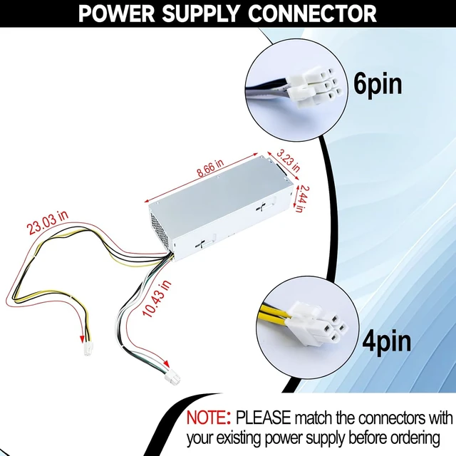 Alt view image 6 of 7 - 260W H260EBM-00 Power Supply Compatible with Dell Optiplex 3050 3060 3050M 5050 5060 7050 7060 7080 3080 5080 5090 7090 7080MT H7X3F Switching Power Supply 6Pin+4Pin