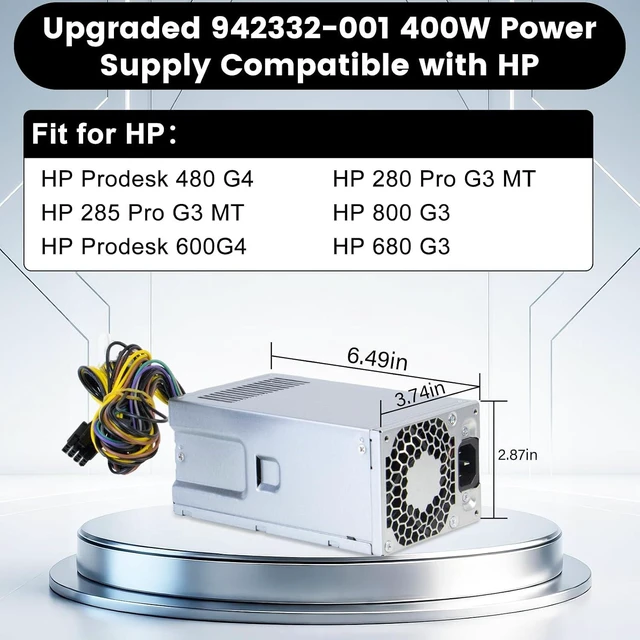 Alt view image 2 of 7 - New 942332-001 400W Power Supply Compatible with HP 280 288 285 480 600 680 800 G3 G4 Power Supply L04618-400 PA-3401-2HA PA-3401-1HA L04618-800