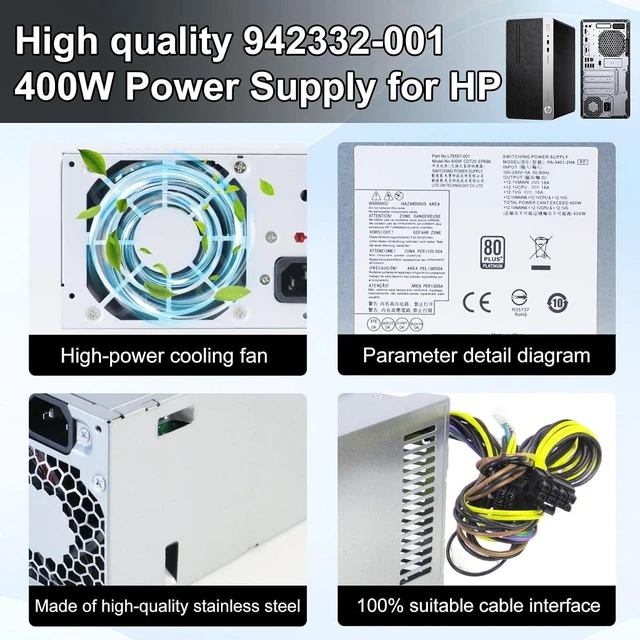 Alt view image 5 of 7 - New 942332-001 400W Power Supply Compatible with HP 280 288 285 480 600 680 800 G3 G4 Power Supply L04618-400 PA-3401-2HA PA-3401-1HA L04618-800