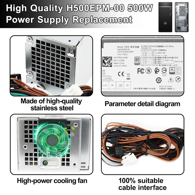 Alt view image 5 of 6 - H500EPM-00 D500EPM-00 500W Power Supply Compatible for Dell PSU