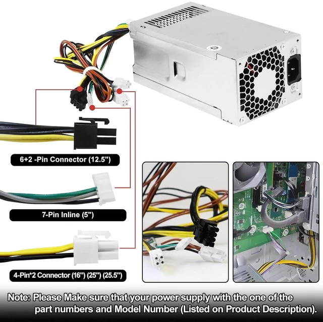 Alt view image 6 of 6 - L77487-001 L89233-001 500W PSU Power Supply Compatible with HP 280 G8 Pro Z2 G5 Festo Replacement Parts L77487-003 L81009-800 PA-5501-2HA DPS-500AB-51 TE01 TG01 Power Supply