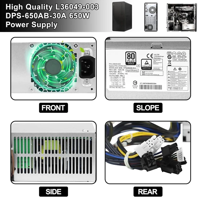 Alt view image 5 of 6 - L36049-003 DPS-650AB-30A 650W Switching Power Supply Compatible with HP Z2 G4 Z1 G5 800 G3 G4 G5 TE01 TG01 Replacement Part L36048-003 L57253-003 DPS-650AB-30 A Workstation Power Supply