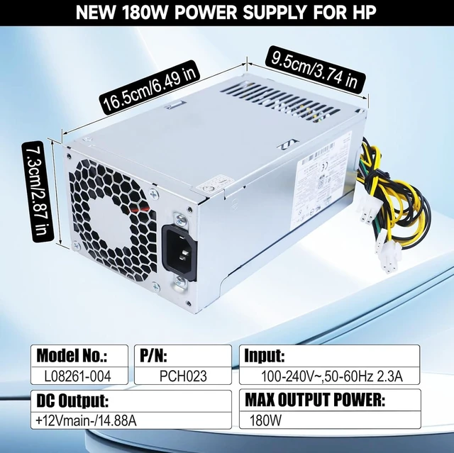 Alt view image 4 of 7 - L08261-004 180W PCH023 Power Supply Compatible with HP ProDesk G5 Pavilion 590-p0XXX 590-P0097CB PCG003 HK280-85PP L70042-004 L08261-006 901763-001 Entl18 SFF Power Supply