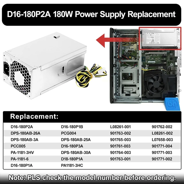 Alt view image 3 of 6 - D16-180P2A L08261-002 180W Power Supply Compatible with HP ProDesk 800 G3 600 G3 SFF L08261-001 901763-002 901765-003 901761-003 901764-003 901763-001 901762-002 901771-004 901771-003 901771-002