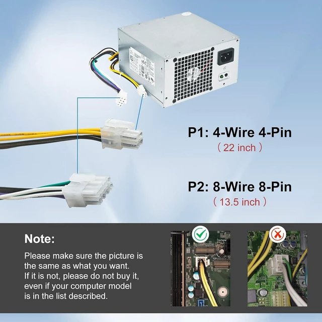 Alt view image 4 of 7 - H290AM-00 290W Power Supply Compatible with Dell Optiplex 3020 7020 9020/ Precision T1700/ PowerEdge T20 (MT Mini Tower) Power Supply RVTHD KPRG9 HYV3H D290A001L L290AM-00 PS-3291-1DF H290EM-00