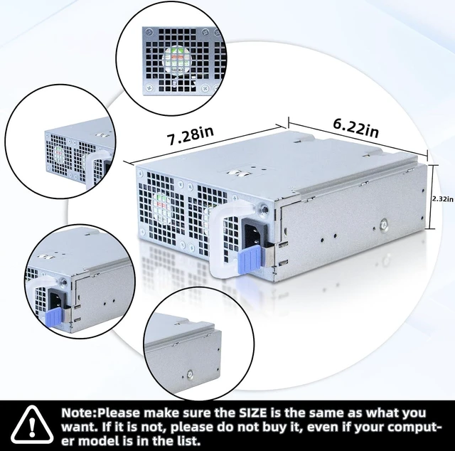 Alt view image 4 of 7 - New D950EF-00 WGCH4 950W Power Supply Replacement for Dell Precision T5820 T7820 CXV28 T5920 T7920 Work Station Repair Rrplaces AC950EF-00 H950EF-00 WGCH4 CXV28 V7594 Hot-Swappable PSU