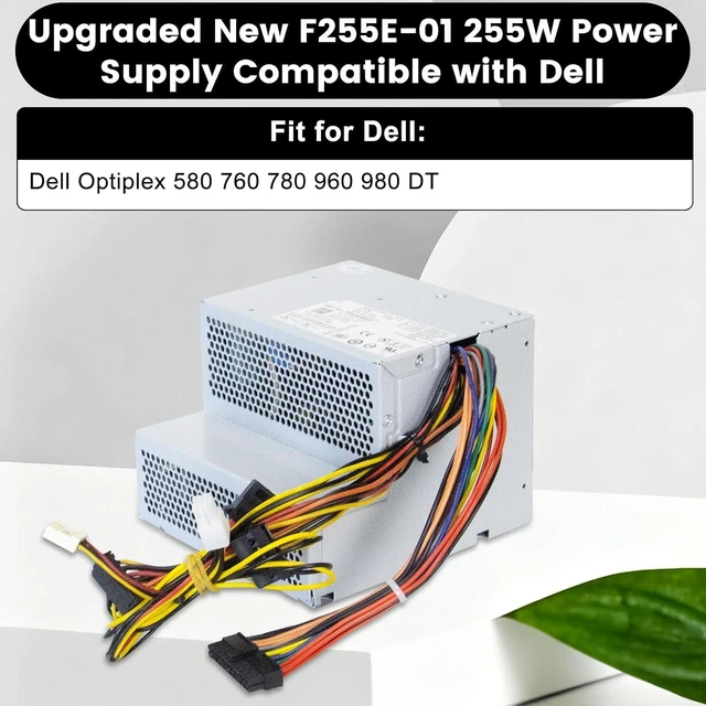 Alt view image 2 of 7 - New F255E-01 N249M 255W Power Supply Compatible with Dell Optiplex 580 760 780 960 980 DT PSU Replacement Parts D255P-00 AC255AD-00 L255P-01 V6V76 RM110 FR597 for Dell Power Supply