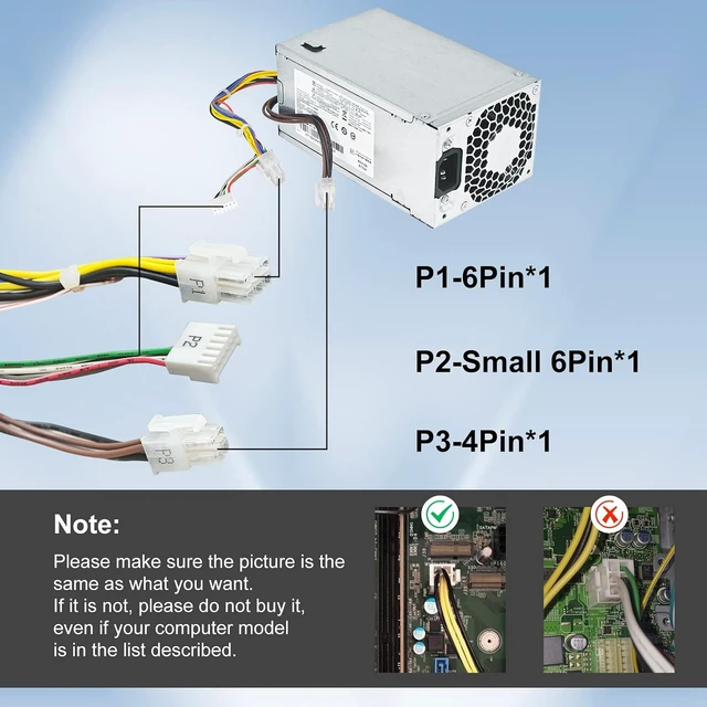 Alt view image 4 of 6 - PS-4241-1HA 240W 702307-001 Power Supply Compatible with for HP ProDesk 400 600 800 G1 G2 SFF, 702307-001,702307-002, 751884-001, 751886-001 240watts hp 240w Power Supply