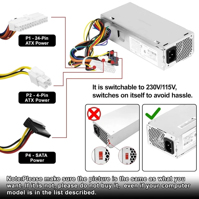 Alt view image 4 of 6 - 220W Power Supply Unit for HP Pavilion Slimline S5 S5-1xxx TouchSmart S5-1024 310-1205la Desktop PC S5-1110d S5-1002la S5-1010 633195-001 633196-001 633193-001 PCA222 FH-ZD221MGR PCA322 Touchsmat
