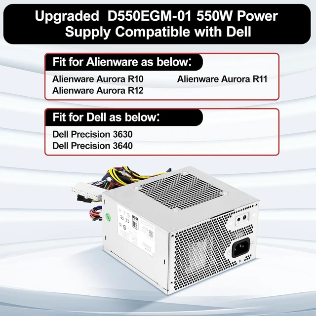 Alt view image 2 of 6 - D550EGM-01 550W Power Supply Compatible with Alienware Aurora R10 R11 Dell Precision 3630 3640 Power Supply Replacement for D550EGM-00 DPS-550AB-51A 1J5G2 YXK65