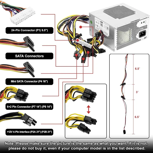 Alt view image 4 of 6 - D550EGM-01 550W Power Supply Compatible with Alienware Aurora R10 R11 Dell Precision 3630 3640 Power Supply Replacement for D550EGM-00 DPS-550AB-51A 1J5G2 YXK65