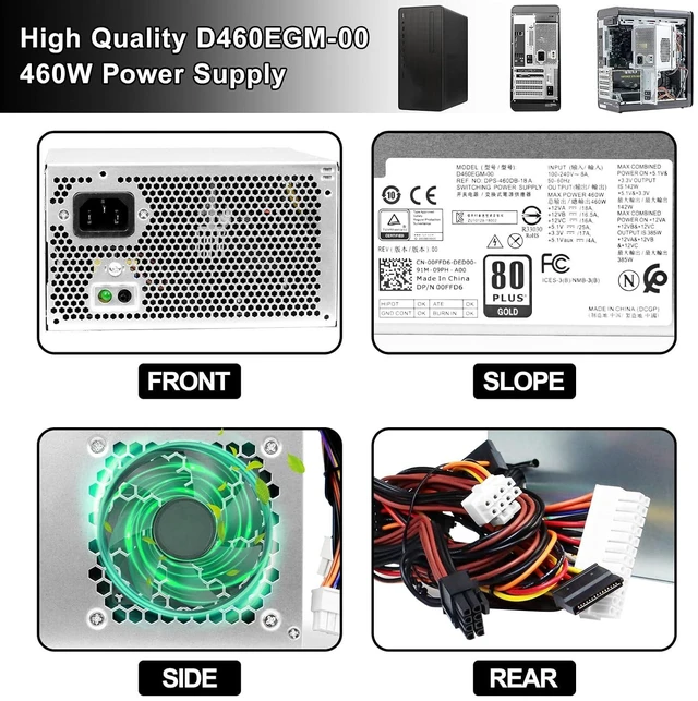 Alt view image 6 of 7 - D460EGM-00 460W Power Supply HU460AM-01 Compatible with Dell Precision 3630 T3630 5680 T3640 T3650 Alien-Ware Aurora R7 R6 R5 460w PSU Replace DPS-460DB-18 A AC460AM-01 D460AM-03 PSU