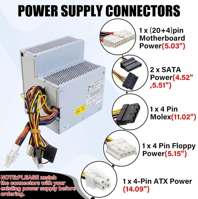 Alt view image 6 of 7 - L280P-01 L280P-00 280W Power Supply Compatible with Dell OptiPlex GX520 GX620 740 745 755 210L 320 330/Dimension C521 3100C GX280 P/N: MH595 MH596 NH429 NC912 RT490 D235PD-00 D280P-00 H280P-00