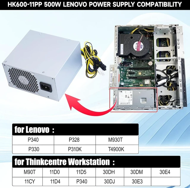 Alt view image 3 of 7 - 500W HK600-11PP Power Supply Compatible with Lenovo P330 P340 P350 P328 P310 K M930T T4900K PCK010 FSK010 5P50V03181 5P50V03218 SP50H29598 FSP600-60AGPAA Switching Power Supply