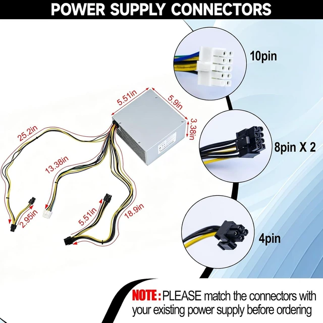 Alt view image 6 of 7 - 500W HK600-11PP Power Supply Compatible with Lenovo P330 P340 P350 P328 P310 K M930T T4900K PCK010 FSK010 5P50V03181 5P50V03218 SP50H29598 FSP600-60AGPAA Switching Power Supply