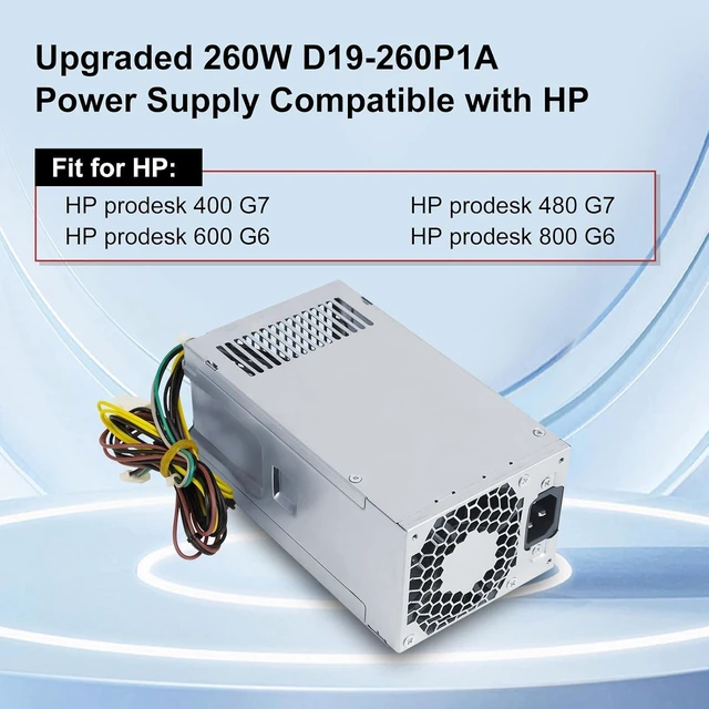 Alt view image 2 of 6 - D19-260P1A Power Supply 260W Power Supply Replacement L70041-002 PCG004 Compatible with HP prodesk 400 G7 480 G7 600 G6 800 G6 7-Inline Connector + 4-Pin*2